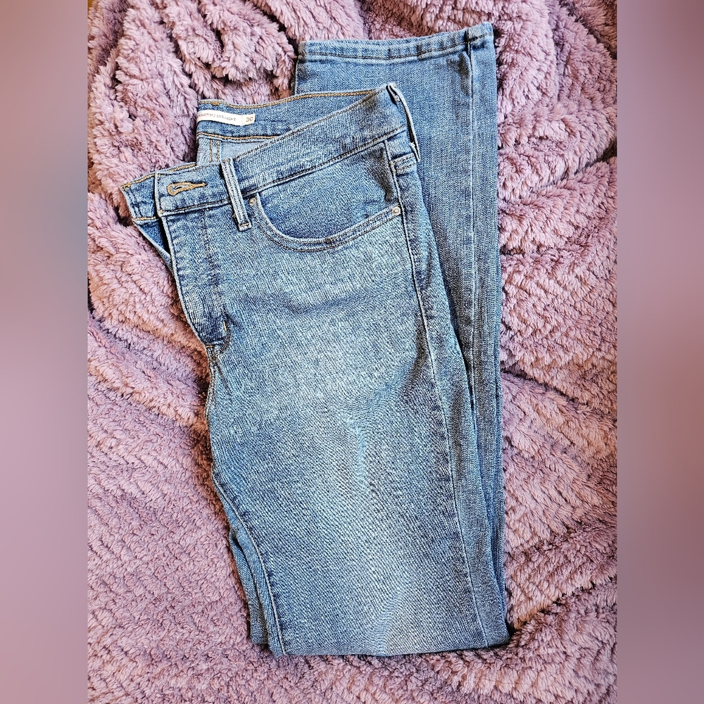 Womens Levi 314 Shaping Straight Jeans Medium Blue 10 Long 30x34